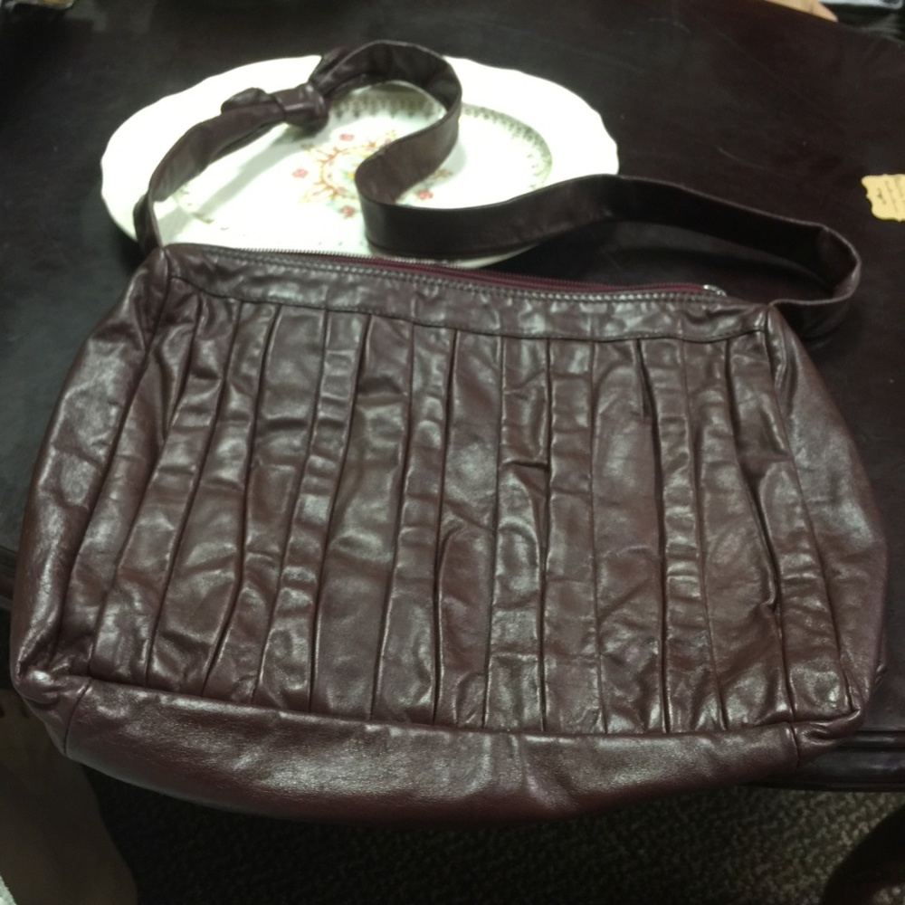 Vintage purse leather by Reem USA maroon brown - Picture 3 of 6